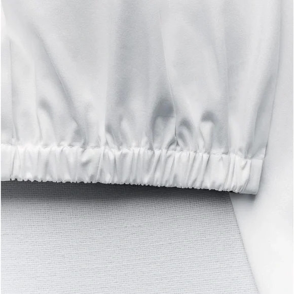 Zara Preowned Cropped Gabardine Shirt Size S White - Picture 8 of 9